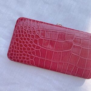 Red reptile leather wallet